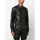 Front press-stud fastening leather jacket