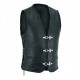 Plain Mens Leather Waistcoat Motorcycle Biker Vest Black with Hooks