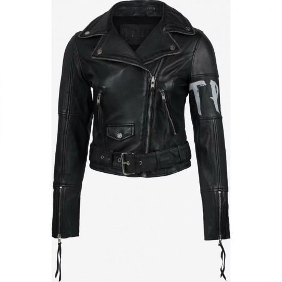 womens printed Water-repellent biker jacket